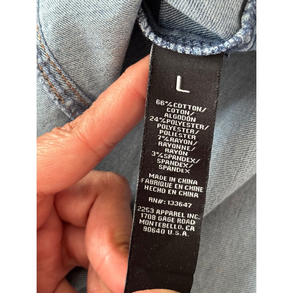 Girl-ish Denim Pinafore Dress Large Button Down Medium Wash Sleeveless Midi - Picture 11 of 11
